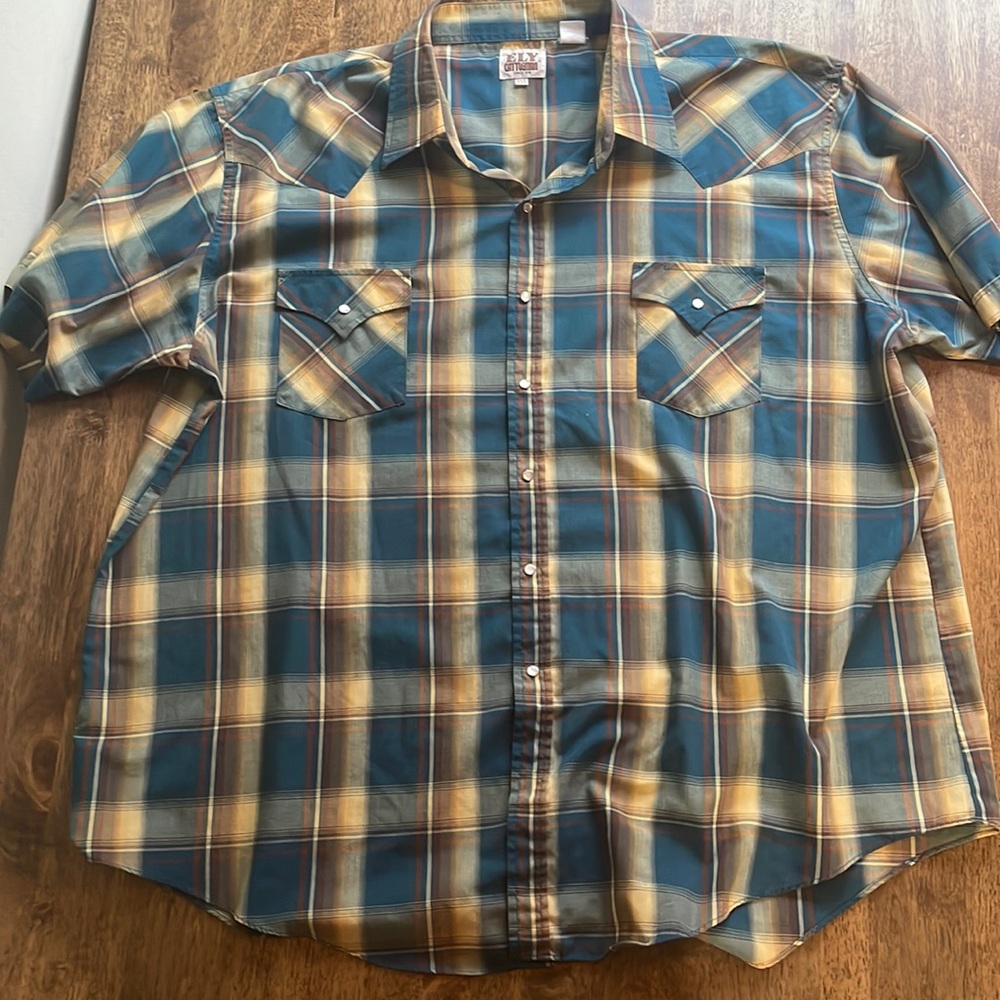 COPY - Vintage Ely Cattlemen Western Plaid Top with Pearl Snaps 3X